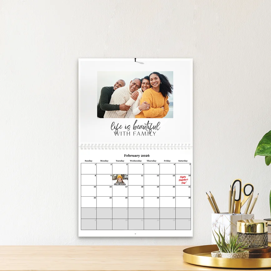 Personalized Family Wall Calendar – custom 2026 photo planner for home