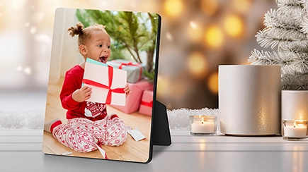 Decorate any living space by adding a personalized Holiday desk canvas