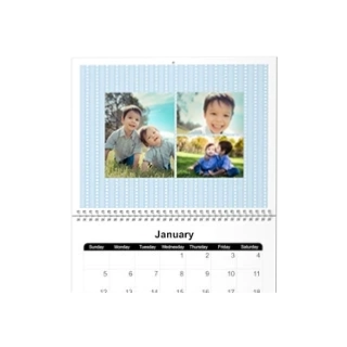 Kids & Baby Wall calendar design: The top page of a kid-themed wall calendar featuring a three-photo collage of young boys.