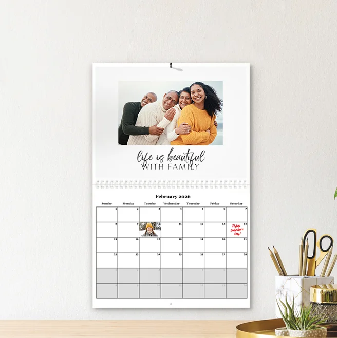 Personalized Family Wall Calendar – custom 2026 photo planner for home