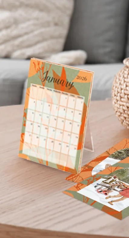 Custom Desk Card Calendar Set – 2026 personalized monthly display easel