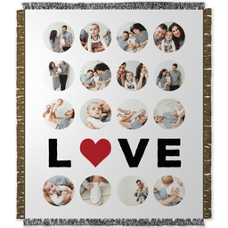 50x60 Photo Woven Throw with Love Circle Grid design