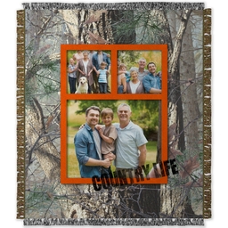 50x60 Photo Woven Throw with Natural Camouflage design