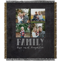 50x60 Photo Woven Throw with Our Family Chalkboard design