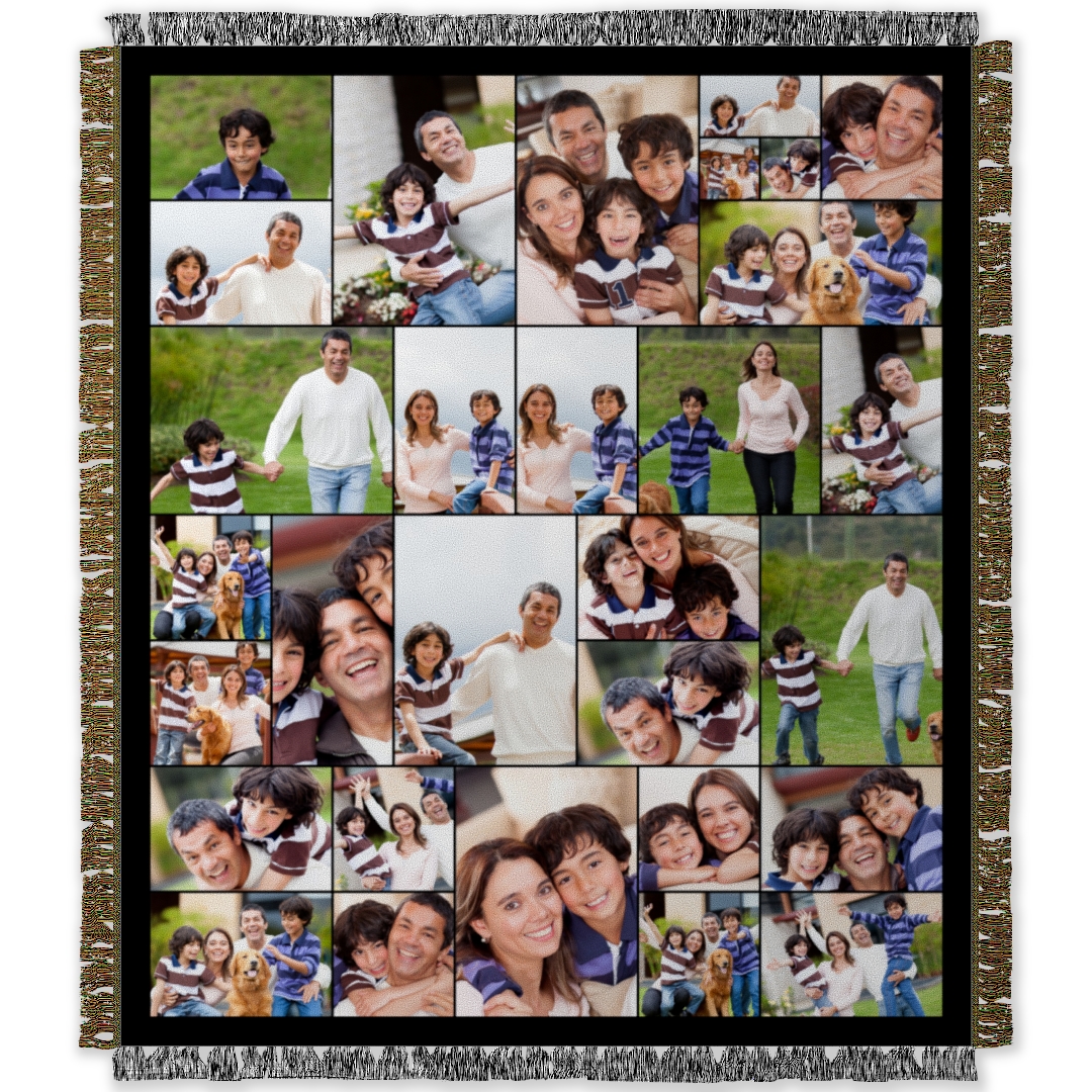 50x60 Collage Woven Throw Custom Color Collage Collage Blankets