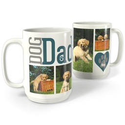 White Photo Mug, 15oz with Dog Dad design