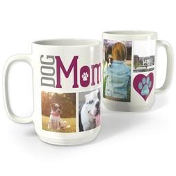 White Photo Mug, 15oz with Dog Mom design