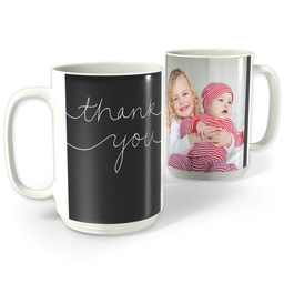 White Photo Mug, 15oz with Flowing Gratitude design