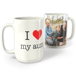 White Photo Mug, 15oz with I Heart My Aunt design