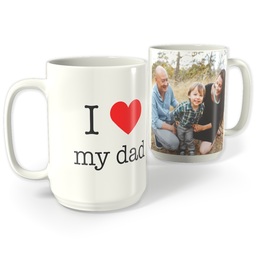 White Photo Mug, 15oz with I Heart My Dad design