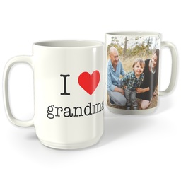 White Photo Mug, 15oz with I Heart My Grandma design