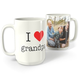 White Photo Mug, 15oz with I Heart My Grandpa design