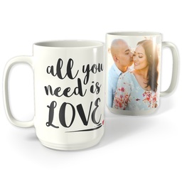 White Photo Mug, 15oz with Need Love design
