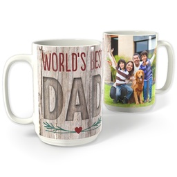 White Photo Mug, 15oz with World's Best Natural Dad design