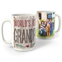 White Photo Mug, 15oz with World's Best Natural Grandpa design