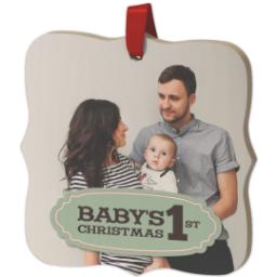 Thumbnail for Wood Photo Ornament - Bracket with Baby's First Christmas design 2