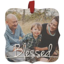 Thumbnail for Wood Photo Ornament - Bracket with Blessed Script design 1