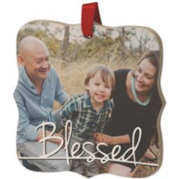 Thumbnail for Wood Photo Ornament - Bracket with Blessed Script design 2