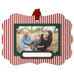 Thumbnail for Personalized Metal Ornament - Scalloped with Candy Stripe design 1