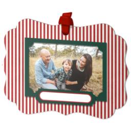 Thumbnail for Personalized Metal Ornament - Scalloped with Candy Stripe design 2