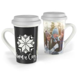 Thumbnail for Premium Grande Photo Mug with Lid, 16oz with Custom Color Warm and Cozy design 1