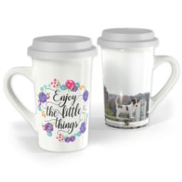 Thumbnail for Premium Grande Photo Mug with Lid, 16oz with Enjoy Little Things Bouquet design 1