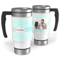 Thumbnail for 14oz Stainless Steel Travel Photo Mug with Floral Blue design 1