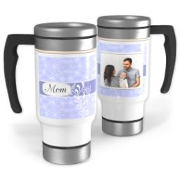 Thumbnail for 14oz Stainless Steel Travel Photo Mug with Floral Purple design 1