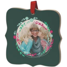 Thumbnail for Wood Photo Ornament - Bracket with Floral Wreath design 2