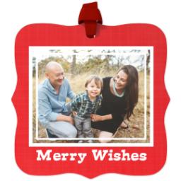 Thumbnail for Fancy Bracket Metal Ornament with Framed Merry Wishes design 1