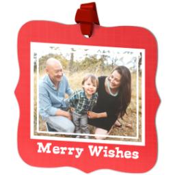 Thumbnail for Personalized Metal Ornament - Fancy Bracket with Framed Merry Wishes design 2