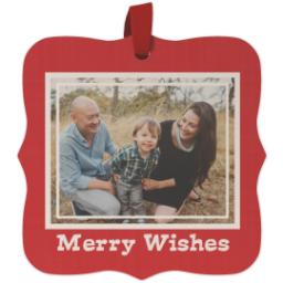 Thumbnail for Wood Photo Ornament - Bracket with Framed Merry Wishes design 1