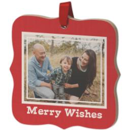 Thumbnail for Wood Photo Ornament - Bracket with Framed Merry Wishes design 2