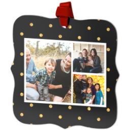 Thumbnail for Personalized Metal Ornament - Fancy Bracket with Gold Dots design 2