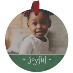 Thumbnail for Wood Photo Ornament - Round with Joyful design 1