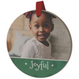 Thumbnail for Wood Photo Ornament - Round with Joyful design 2