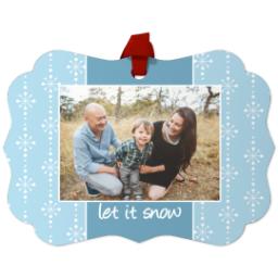 Thumbnail for Scalloped Metal Ornament with Let It Snow design 1