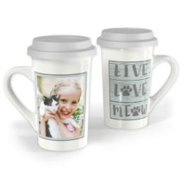 Thumbnail for Premium Grande Photo Mug with Lid, 16oz with Live Love Meow design 1