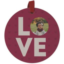 Thumbnail for Wood Photo Ornament - Round with Love Cut-out design 1