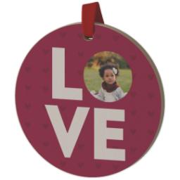 Thumbnail for Wood Photo Ornament - Round with Love Cut-out design 2
