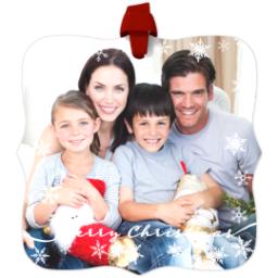 Thumbnail for Personalized Metal Ornament - Fancy Bracket with Merry Christmas Simple Snow design 1