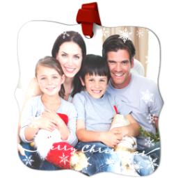 Thumbnail for Personalized Metal Ornament - Fancy Bracket with Merry Christmas Simple Snow design 2