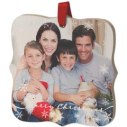 Thumbnail for Wood Photo Ornament - Bracket with Merry Christmas Simple Snow design 2