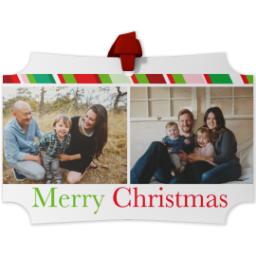 Thumbnail for Personalized Metal Ornament - Modern Corners with Merry Christmas Collage design 1