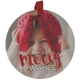 Thumbnail for Wood Photo Ornament - Round with Merry Wishes design 1