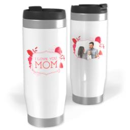 Thumbnail for 14oz Personalized Travel Tumbler with Mom Flower Frame design 1
