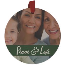 Thumbnail for Wood Photo Ornament - Round with Peace & Love design 1