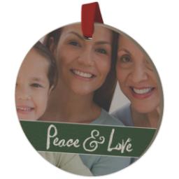 Thumbnail for Wood Photo Ornament - Round with Peace & Love design 2