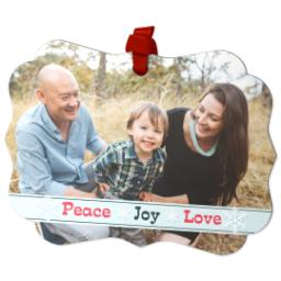 Thumbnail for Personalized Metal Ornament - Scalloped with Peace Joy Love design 2