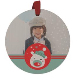 Thumbnail for Wood Photo Ornament - Round with Polar Greeting design 1